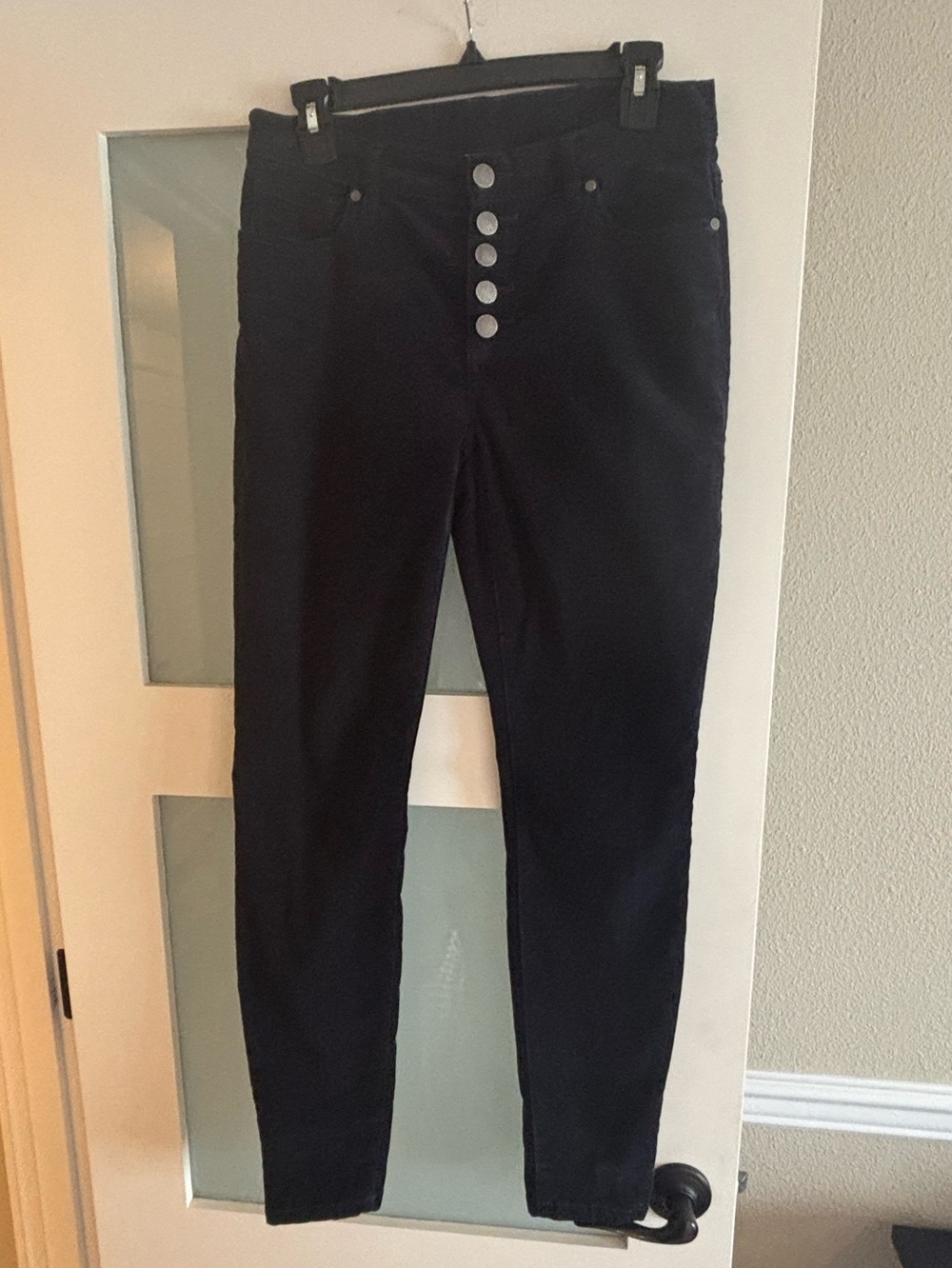 CAbi Blue Sapphire Limited Skinny Corduroy Jeans with Button-Front Detail-4 4236